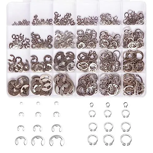 327Pcs Stainless Steel E-Clip Circlip Kit Retaining Ring Assortment Set 24 Sizes