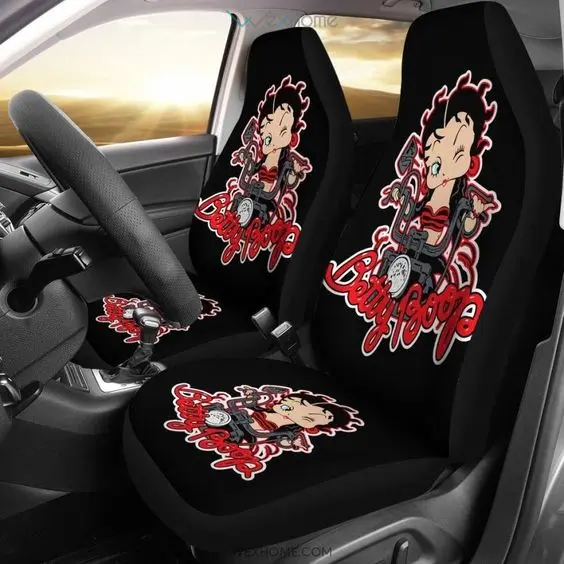 Betty Boop Ride Motorbike Car Seat Covers Cartoon Car Seat Covers (set of 2)