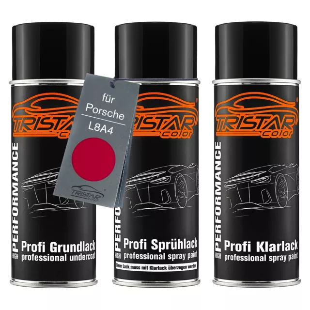 Autolack Spraydosen Set für Porsche L8A4 Orientrot Metallic Orient Red Metallic