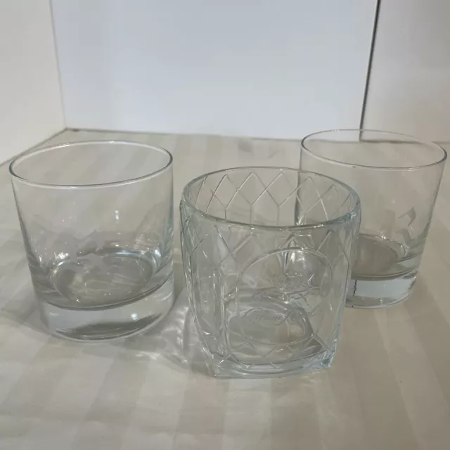3 Vintage Crown Royal Whiskey Liquor Low Ball Old Fashioned Cocktail Rocks Glass