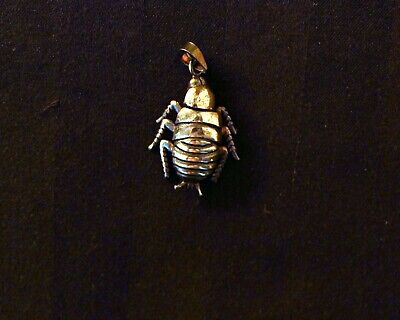 Vintage ART DECO jewelry.. 1940s.. BEETLE insect pendant.. TAXCO sterling silver
