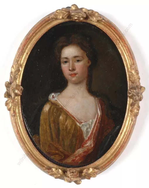 "Portrait of a lady" Anglo-Dutch oil on copper miniature, 17th century  (m)