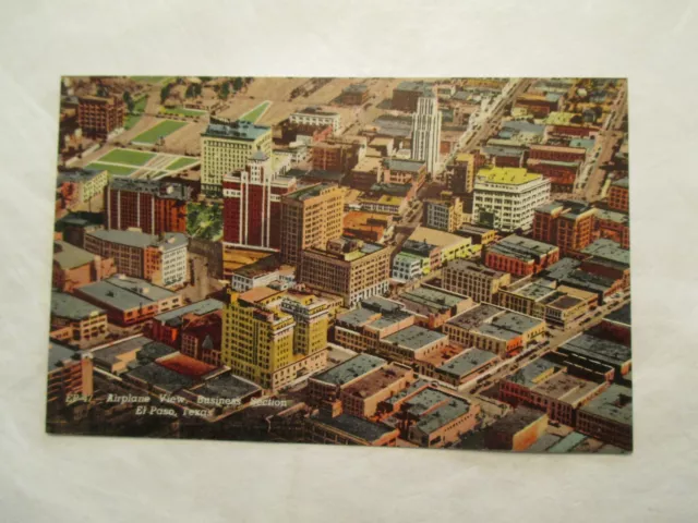 El Paso Texas Postcard Airplane View Business Section TX