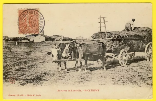 cpa RARE Lorraine SAINT CLEMENT (Murthe and Moselle) BEEF coupling farmer