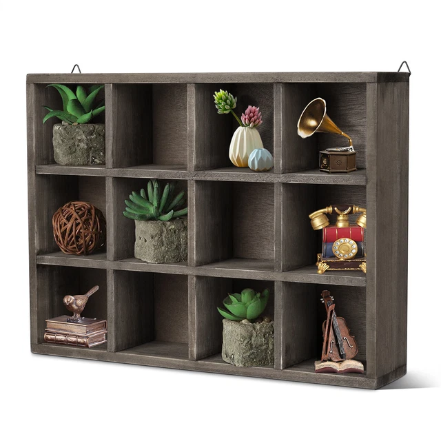 Floating Shelf Brown Wood Wall Mounted Freestanding Shelving Unit Wooden Wall
