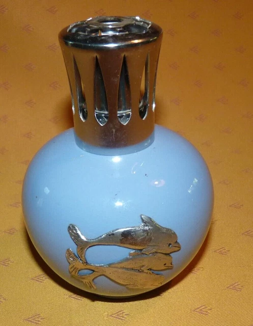 Lampe Berger En Verre Pressé Violet - Décor Fleurs - Forme Ovale - Senteur Violette