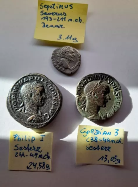 römische münzen lot 3 stk. sesterz Gordian III,  Philip I + denar