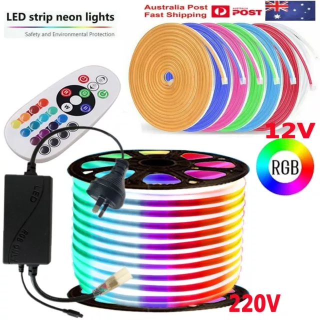 LED Strip Neon Flex Rope Light RGB Outdoor Waterproof 12V /220V Flexible Lamp AU