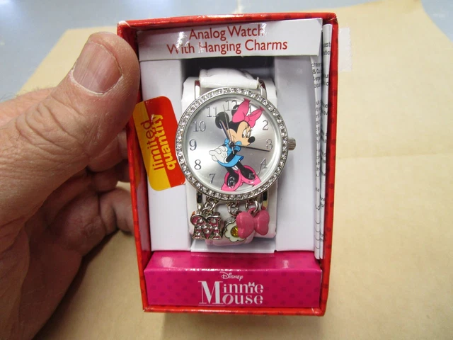 New Old Stock Disney Minnie Mouse Ladies Quartz Watch Silver Tone W Charms New Old Stock Disney Minnie Mouse Ladies Quartz Watch Silver Tone W Charms