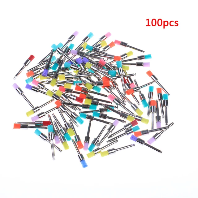 100Pcs Dental Multi-Color Flat Bowl Buffing Polisher Prophy Cup Bolt Brus.Q1