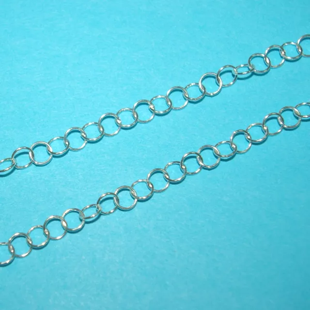 BULK by the foot Continuous Real Solid 925 Sterling Silver 5mm ROUND ROLO Chain