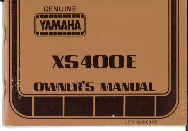Yamaha Model XS400E Owner's Manual - c1979 - LIT-11626-00-92