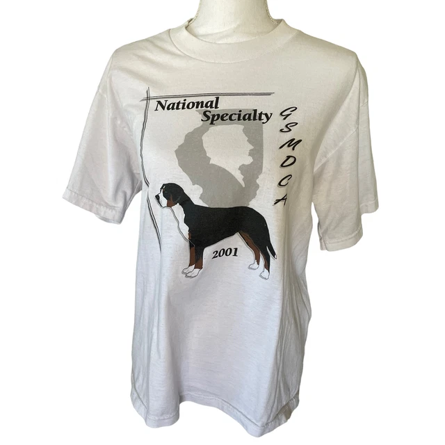 Y2K Vintage Tshirt Size L Greater Swiss Mountain Dogs National Specialty White