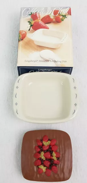 Longaberger Faux Chocolate Cake/Collectors Club 8x8 Mini Pottery Baking Dish/NEW