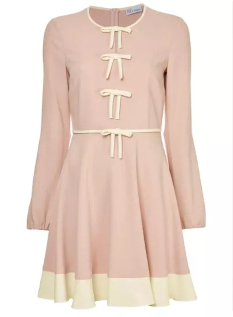 RED Valentino Garavani Pale Pink Ivory With Bows A-line Dress Rare Collection 44