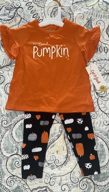 Halloween Cat & Jack Infant Girl Baby Size 12M Pumpkin 2 Piece Pants Outfit NWT