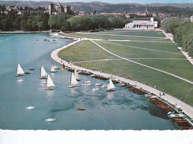 Cpa . Carte Postale Ancienne. Annecy , Esplanade Du Paquier. Casino. 1960.