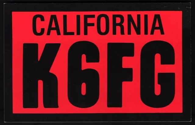 QSL QSO RADIO CARD "K6FG,Mark A. Weiss,Los Angeles County", CA (Q2471)