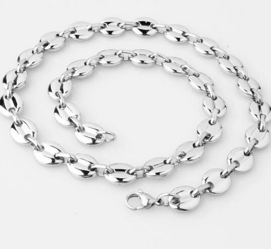Parure Homme Chaîne & Bracelet Acier Or Fin Grains De Café - Longueur 60cm - Neuf étiqueté