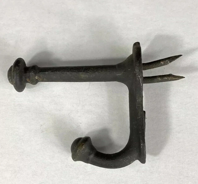 Vintage CAST IRON Antique Coat Scarf Hat Hook Small 2 1/4" with prongs 3
