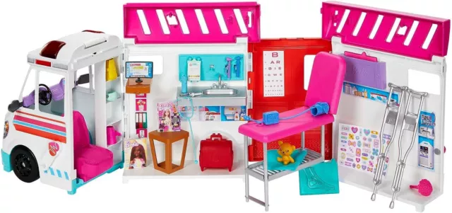 Barbie Toys, Transforming Ambulance and Clinic Playset with Lights, Sounds and 2