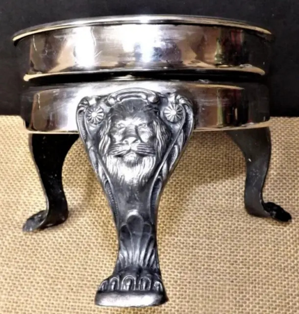 Fine Edwardian Silver Revolving Serving Stand for Bowl w Lions Legs Claw Feet L