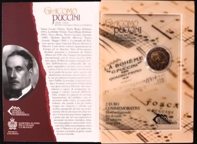 Saint Marin - 2 euros 2014 BU " 90 ans de la Mort de Giacomo Puccini " 3