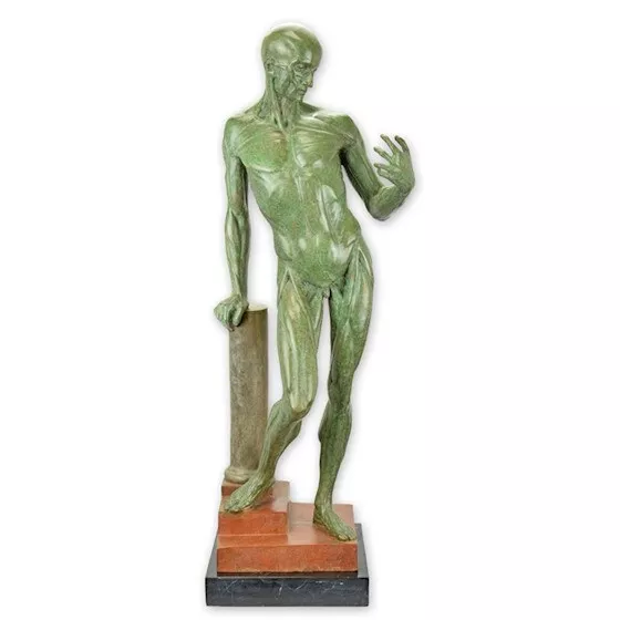 9934458-ds Escultura de Bronce de Pie Mann Anatómica Studie Anatomía 22x24x67cm