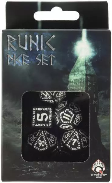 Runic Black & white Dice Set (7)