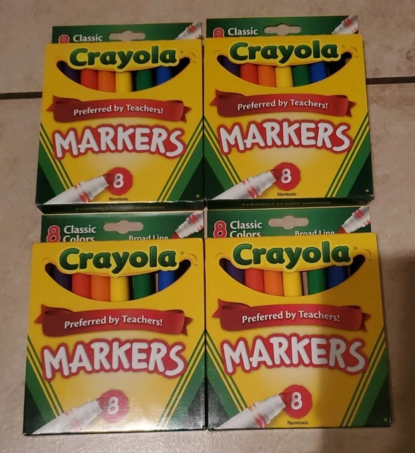 CRAYOLA BROAD LINE Markers (SET OF 32) Long Lasting Classic Colors Non