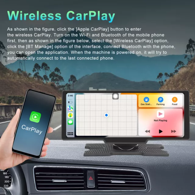 10.26" Apple CarPlay Android Auto Touchscreen Tragbares Autoradio FM Bluetooth 2