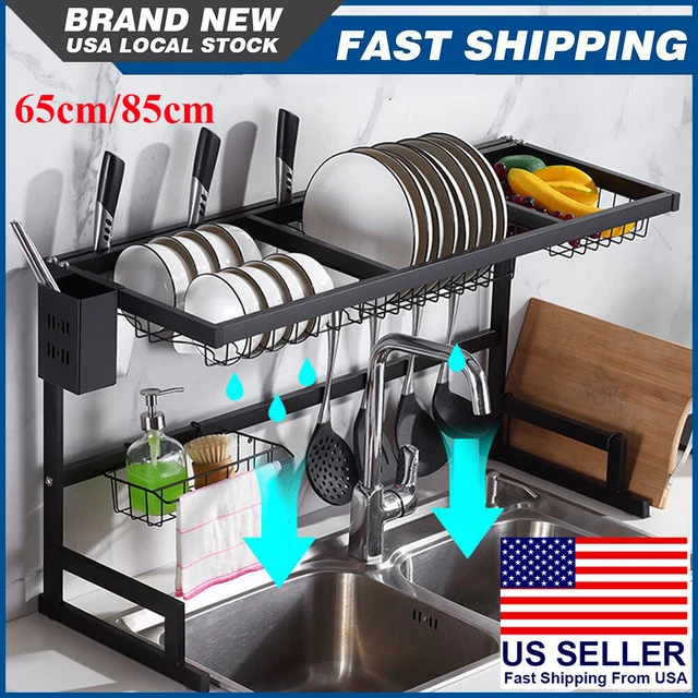 OVER SINK DISH Drying Rack Drainer Shelf Stainless Steel Kitchen