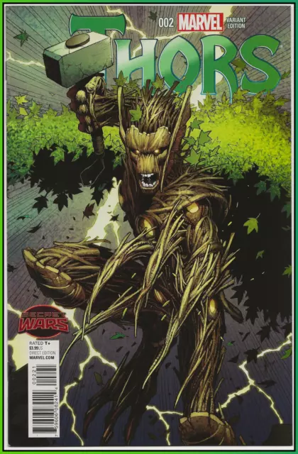 Thors #2 (2015) Keown 1:25 Groot Variant Secret Wars Battleworld Marvel Nm Vhtf