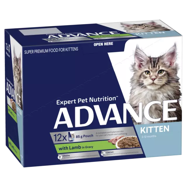 Advance Kitten 2-12 Months Wet Cat Food Lamb in Jelly 12 x 85g 2