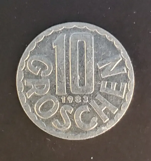 1983 Austria 10 Groschen Coin Republik Österreich Imperial Eagle, KM#2878