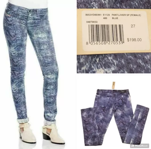 Diesel $198 Womens Blue Stonewash Livier Sp Super Slim Jeggings Jeans Size 4(27)