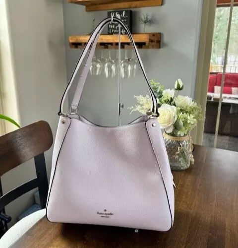 Kate Spade Leila Triple Medium Compartment Leather Shoulder Purse - Lilac Moon