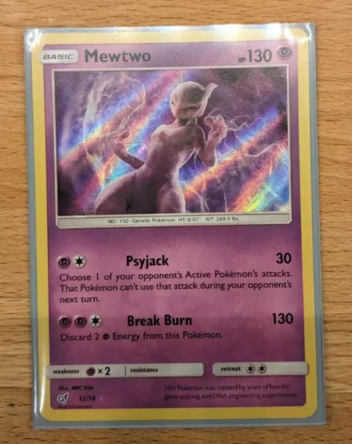 Mewtwo HOLO ULTRA RARE 12/18 SM Detective Pikachu SHINY Pokemon Card TCG NM  2019