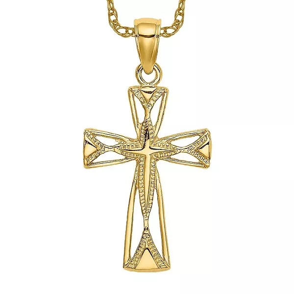 10K Yellow Gold Cross Necklace Charm Pendant