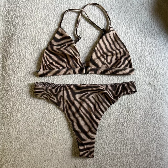Acacia Swimwear Large Bikini Top High Waist Brazilian Bottom Zebra two piece Set
