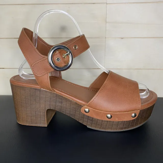 Nine West Jayce Platform Clog Sandals Brown Women's Size 8.5 M Shoes