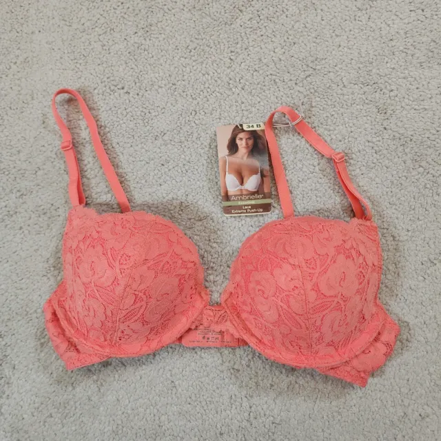 AMBRIELLE 36B BRA Red Lace Plunge Push Up Underwire Back Closure