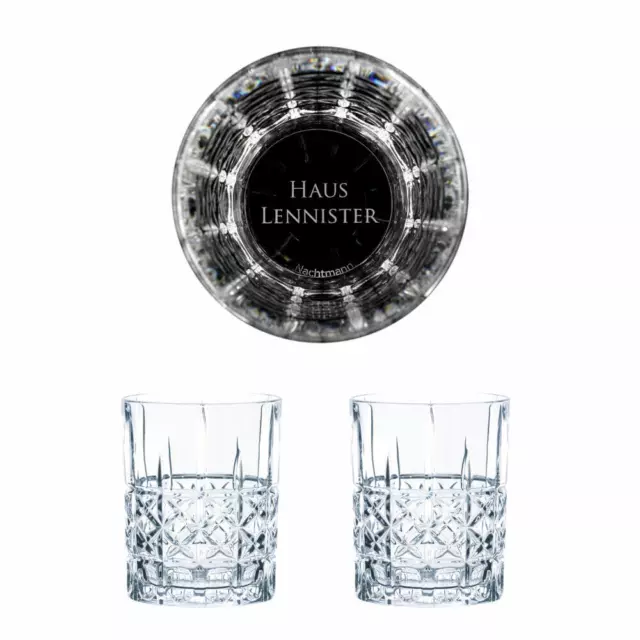 Game of Thrones Whiskyglas 2er Set Haus Lennister Lannister Gravierte Gläser