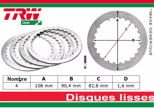 Pack 4 Disques Lisses d'Embrayage HONDA CG 125 1978-2008 /CLR 125 Cityfly 99-00