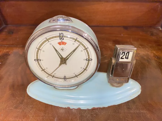 Vintage Wecker / Uhr, seltene Kalenderuhr, Tischuhr, Aufziehuhr, mechanische Uhr