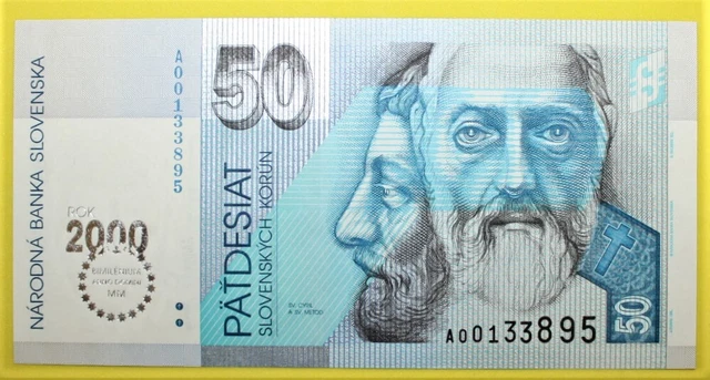 S12 - Slovakia 50 Korun 1993 Crisp Uncirculated Banknote P. 35 *** Milenium 2000