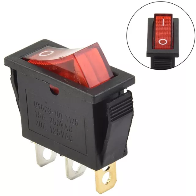 Interrupteur à bascule compact et mince type snap 15A 250V 20A 125V rouge ONOFF