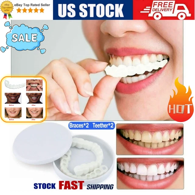 Smile Snap On Upper＆Bottom Set False Teeth Denture Veneers Dental Tooth Cover US