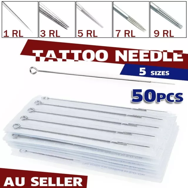 50PCS Disposable Tattoo Needles Round Liner 1RL 3RL 5RL 7RL 9RL Needles AU STOCK