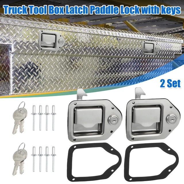 2 Set Truck Tool Box Latch Stainless Steel Toolbox Paddle Handle with Keys